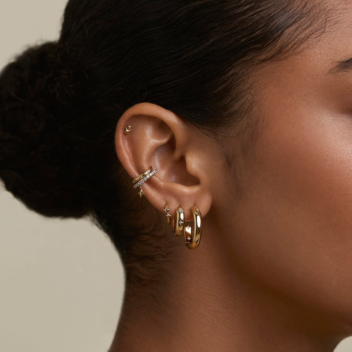 Star Charm Pavé Ear Cuff in Gold-Astrid &amp; Miyu