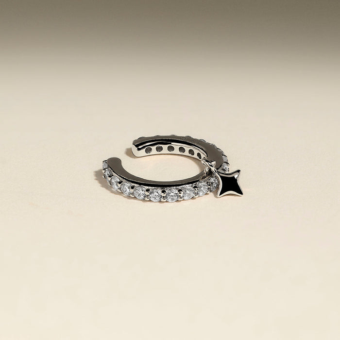 Star Charm Pavé Ear Cuff in Silver-Astrid &amp; Miyu