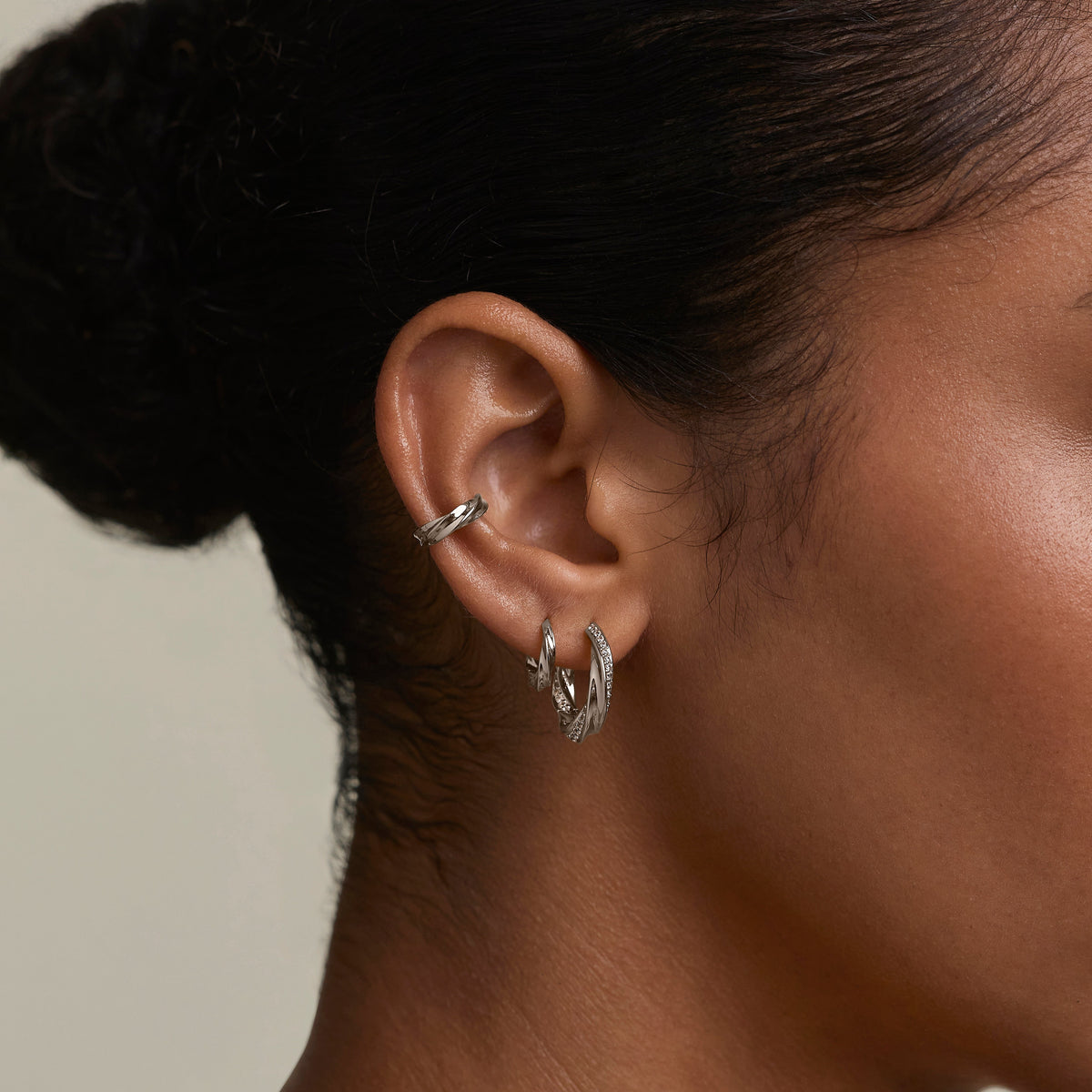 Cosmic Twist Ear Cuff in Silver-Astrid &amp; Miyu