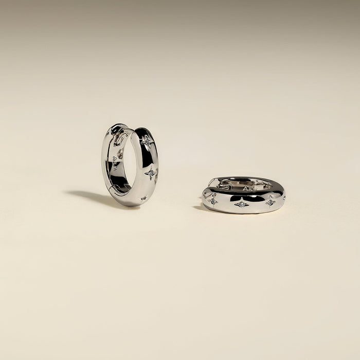 Bold Cosmic Small Hoops in Silver-Astrid &amp; Miyu