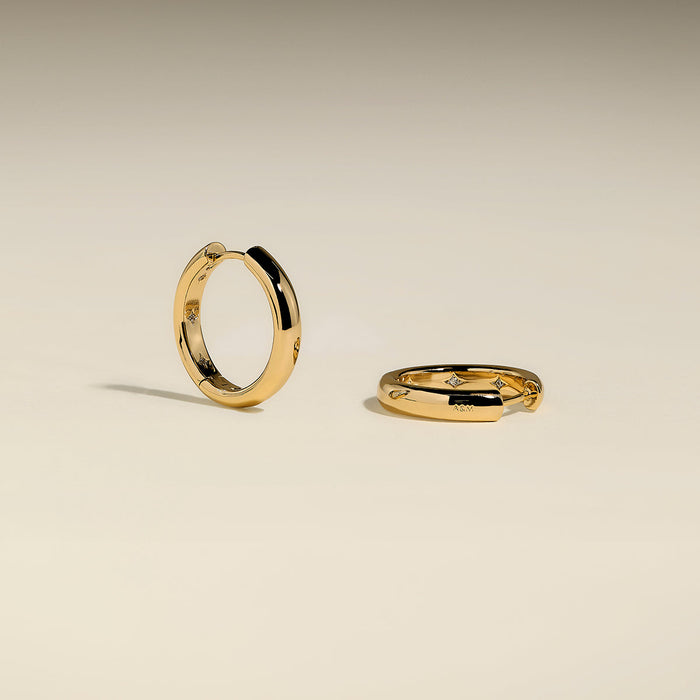 Hidden Star Medium Hoops in Gold-Astrid &amp; Miyu