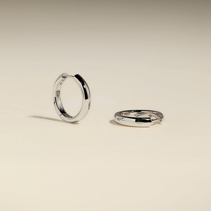 Hidden Star Medium Hoops in Silver-Astrid &amp; Miyu