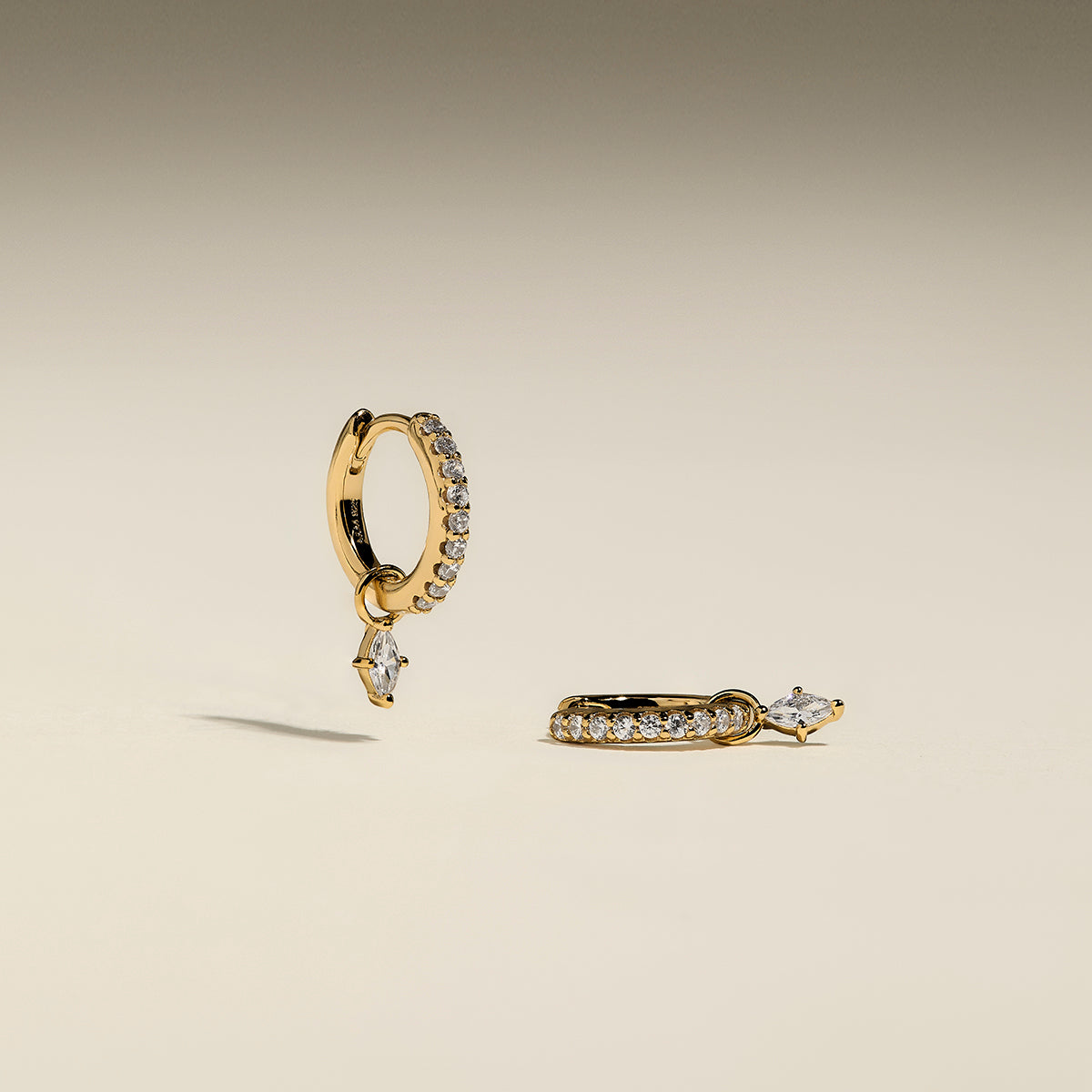 Pavé Marquise Charm Huggies in Gold-Astrid &amp; Miyu