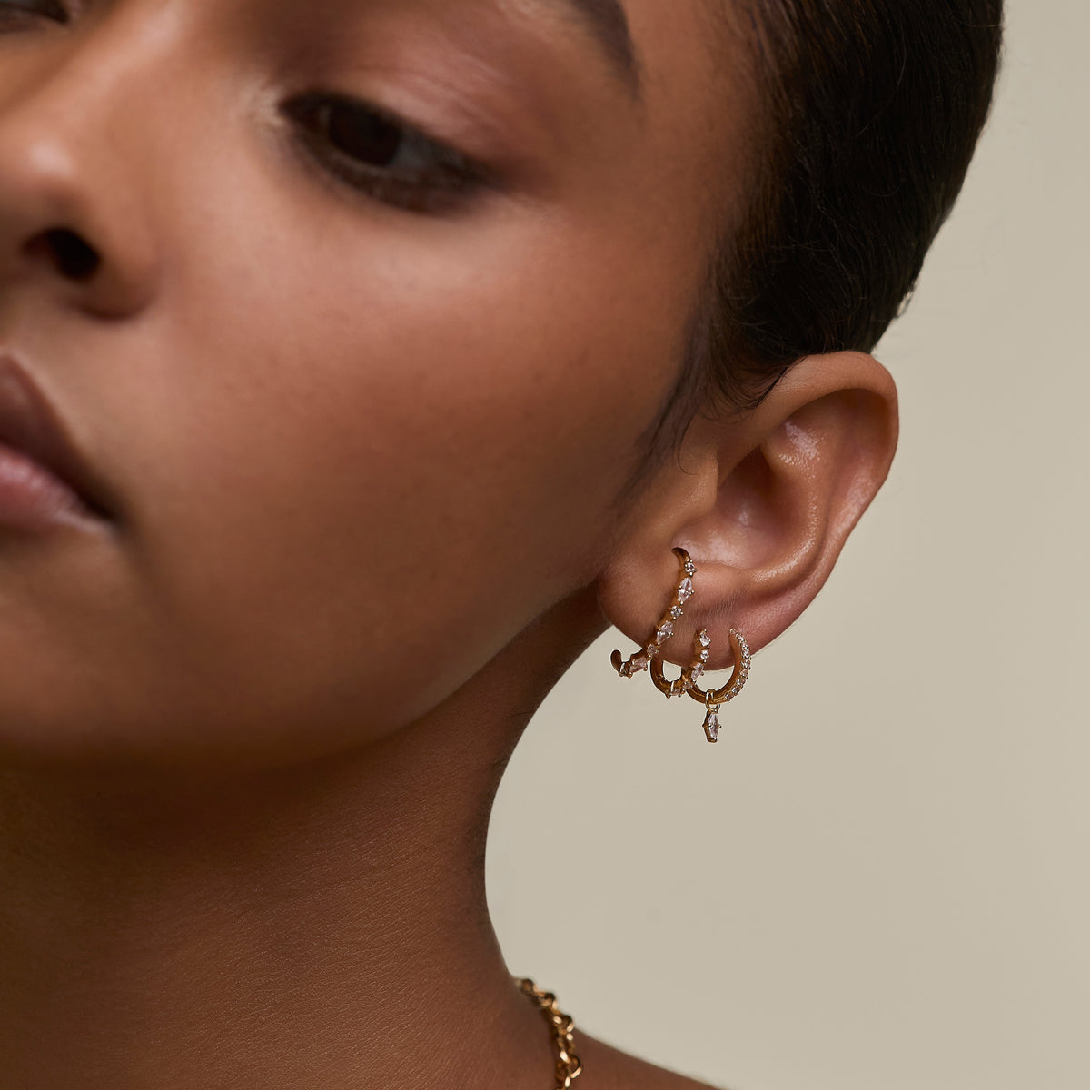 Marquise Crystal Hoop in Gold-Astrid &amp; Miyu