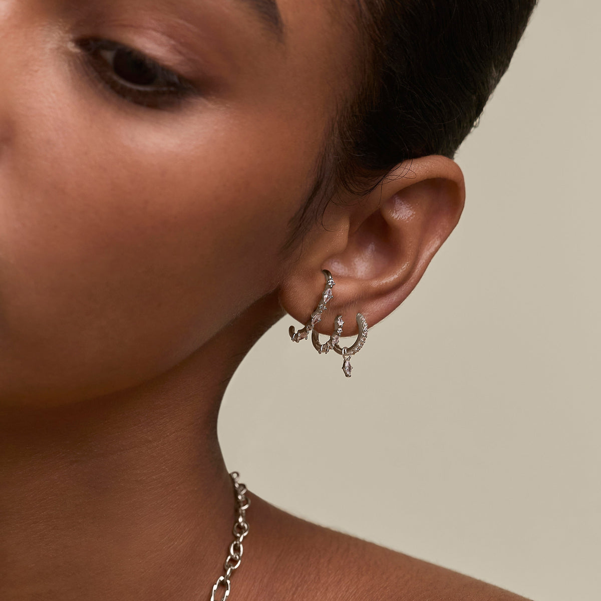 Marquise Crystal Hoop in Silver-Astrid &amp; Miyu