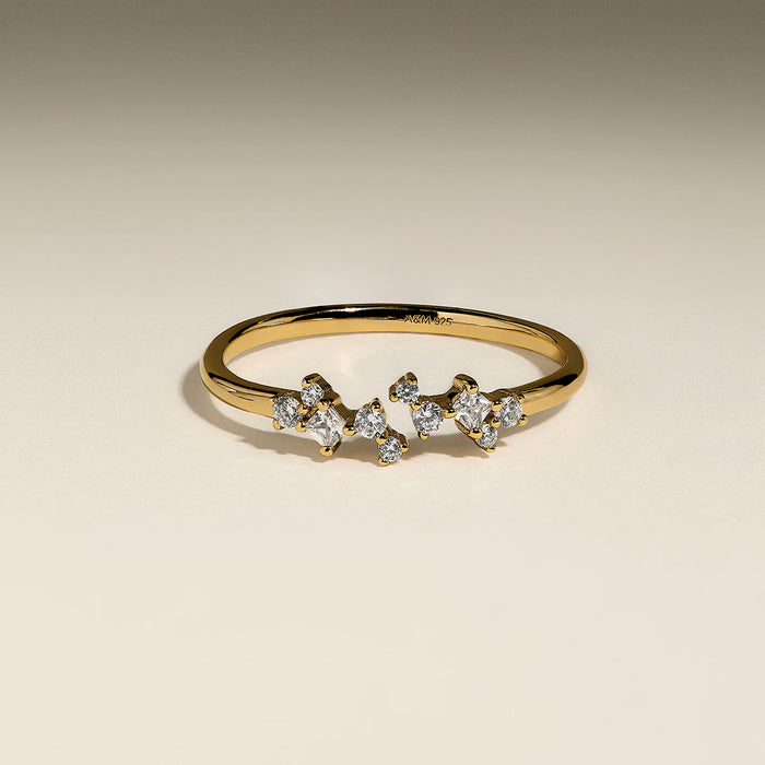 Crystal Cluster Open Ring in Gold-Astrid &amp; Miyu