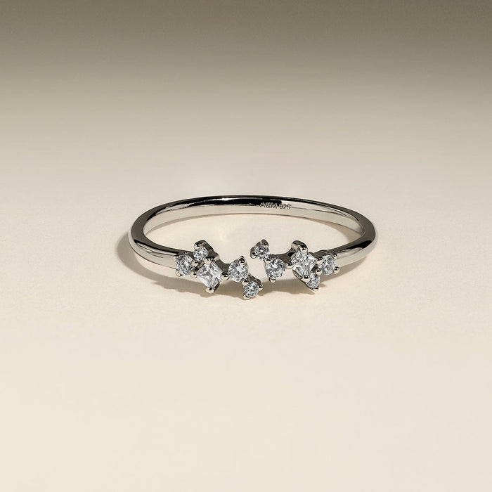 Crystal Cluster Open Ring in Silver-Astrid &amp; Miyu