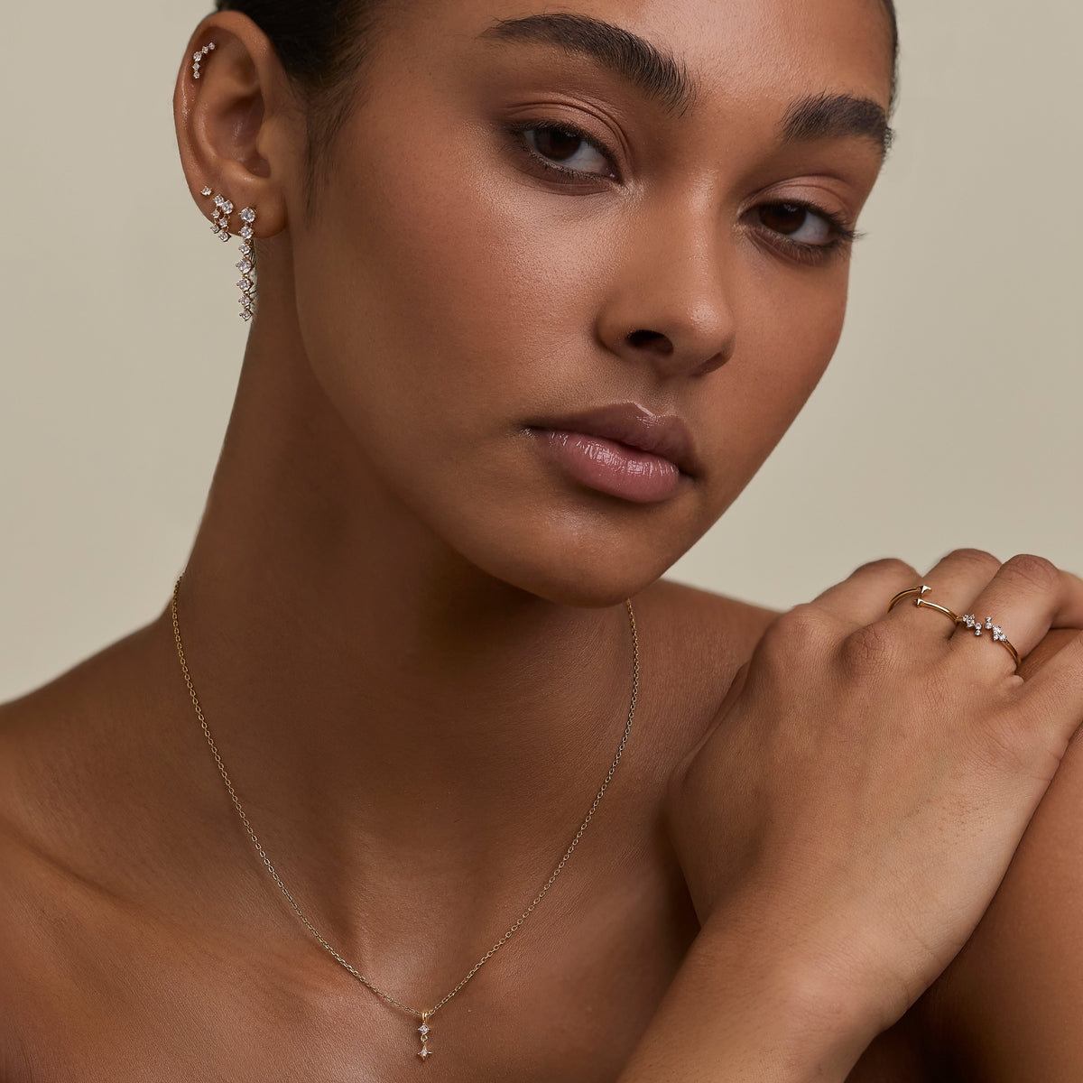 Duo Cosmic Star Open Ring in Gold-Astrid &amp; Miyu