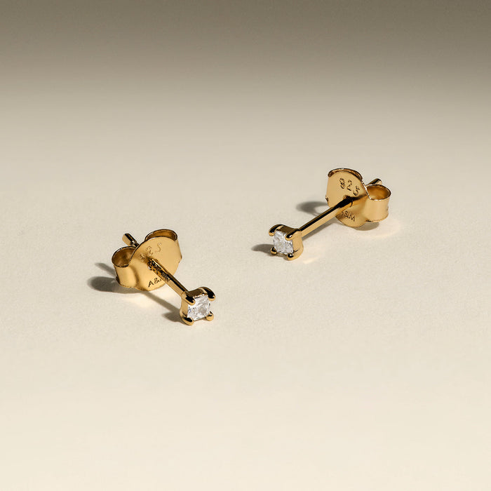 Square Crystal Studs in Gold-Astrid &amp; Miyu