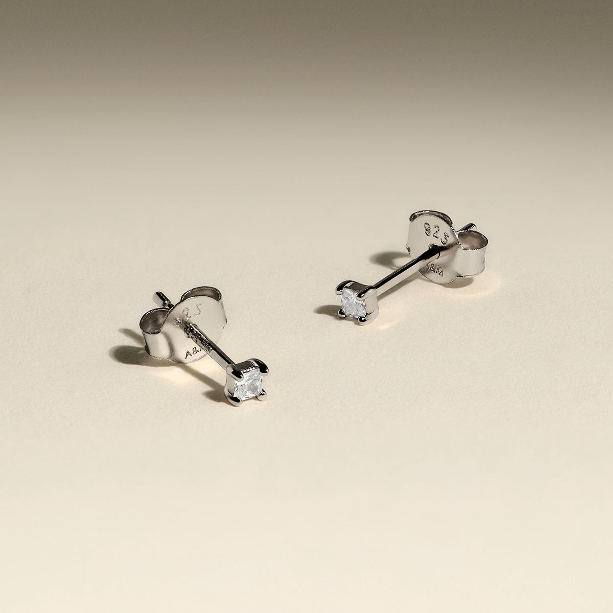 Square Crystal Studs in Silver-Astrid &amp; Miyu