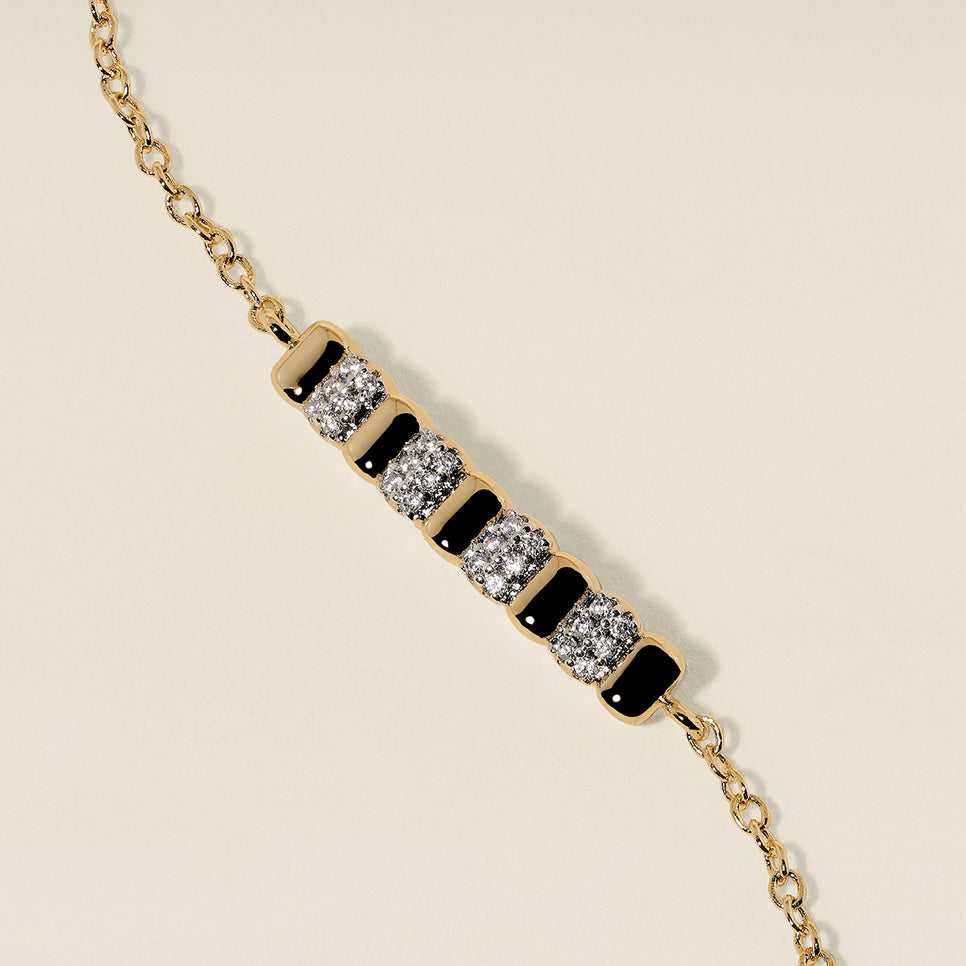 Crystal Ridged Bar Pendant Bracelet in Gold-Astrid &amp; Miyu