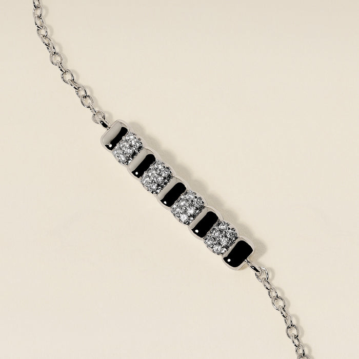 Crystal Ridged Bar Pendant Bracelet in Silver-Astrid &amp; Miyu