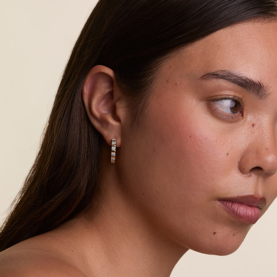 Crystal Ridged Hoops in Gold-Astrid &amp; Miyu