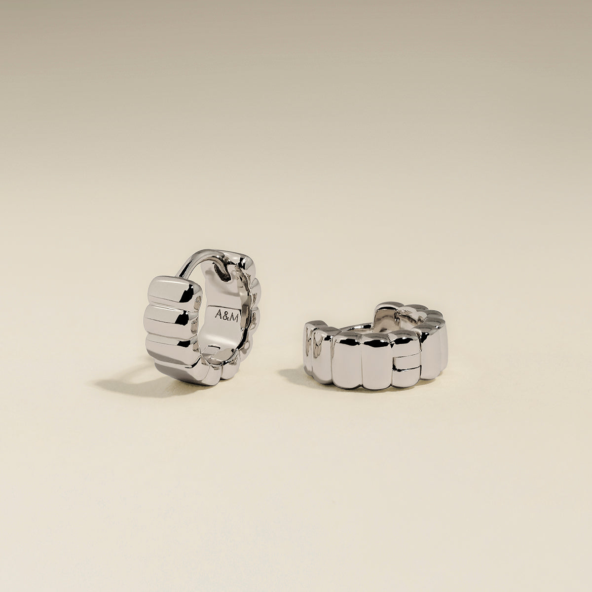 Ridged Huggies in Silver-Astrid &amp; Miyu