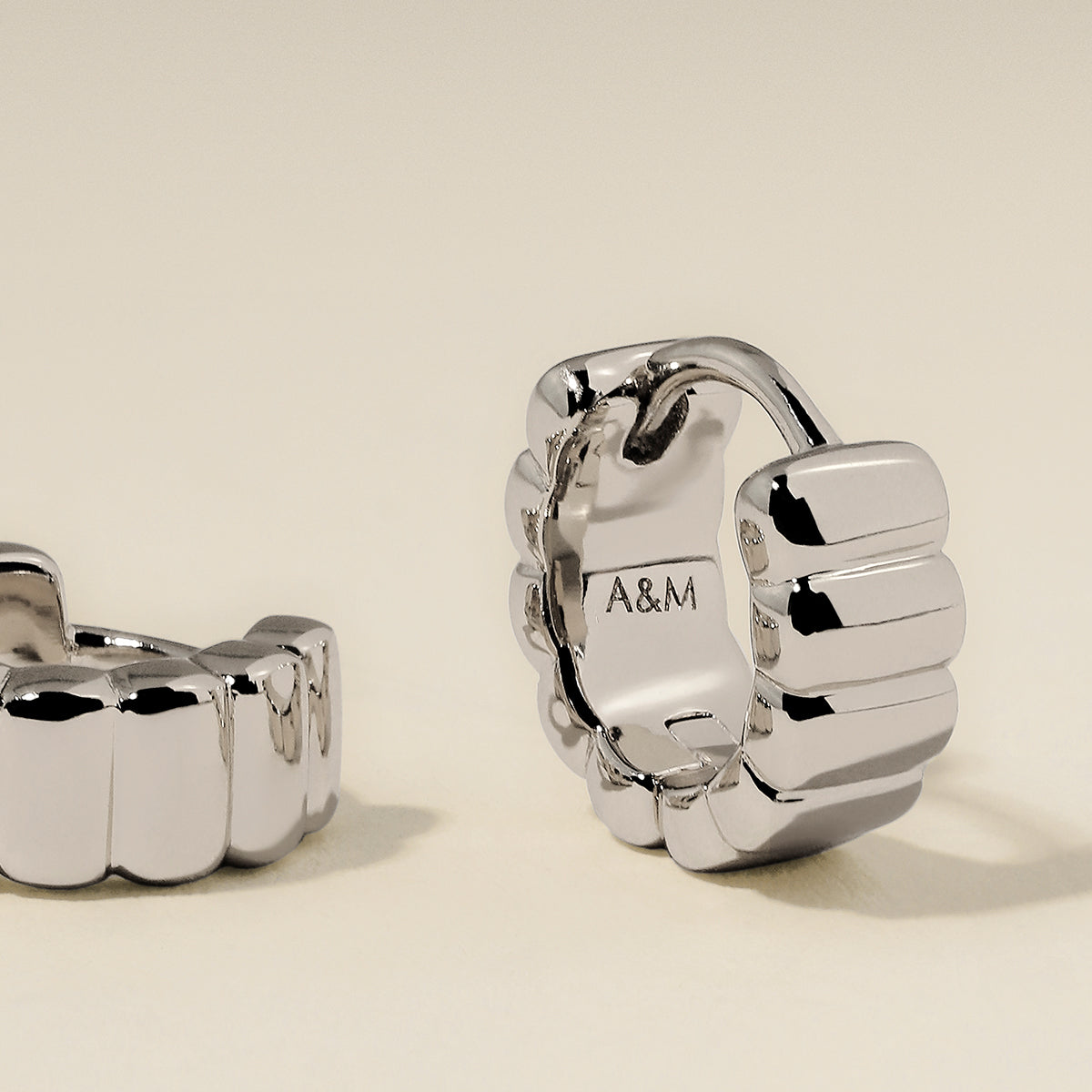 Ridged Huggies in Silver-Astrid &amp; Miyu