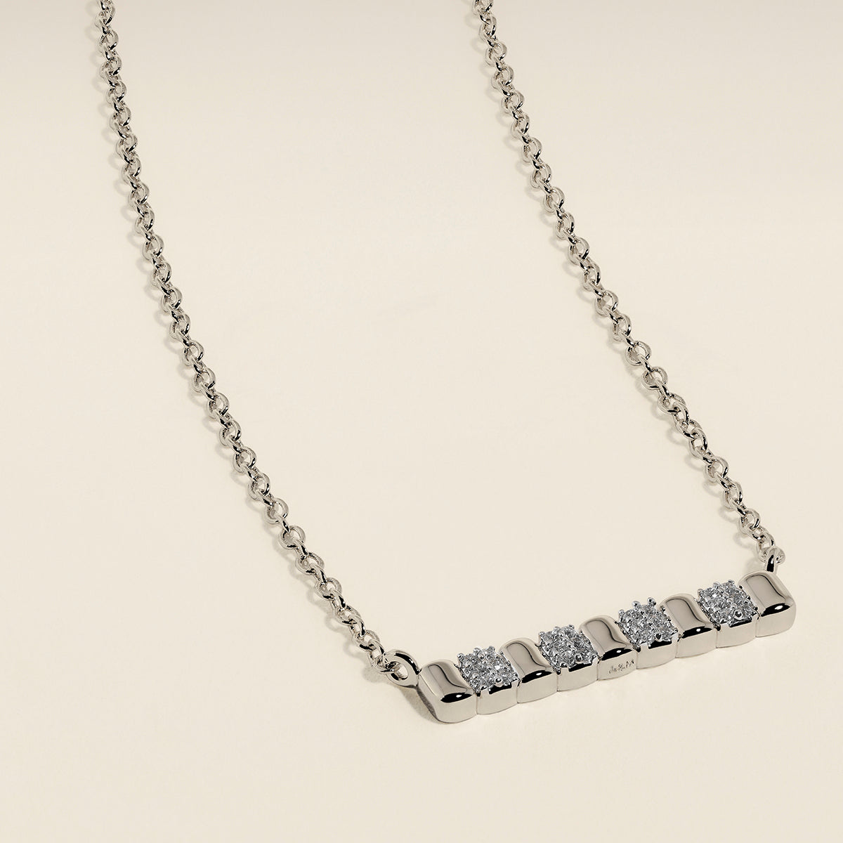 Crystal Ridged Bar Pendant Necklace in Silver-Astrid &amp; Miyu