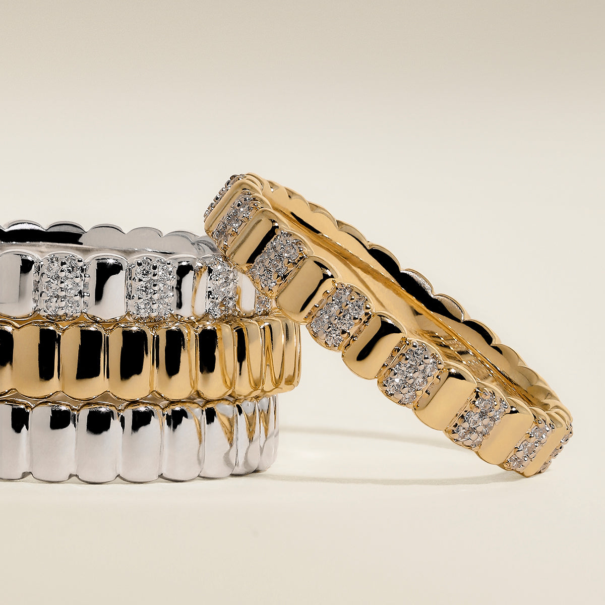 Crystal Ridged Ring in Gold-Astrid &amp; Miyu