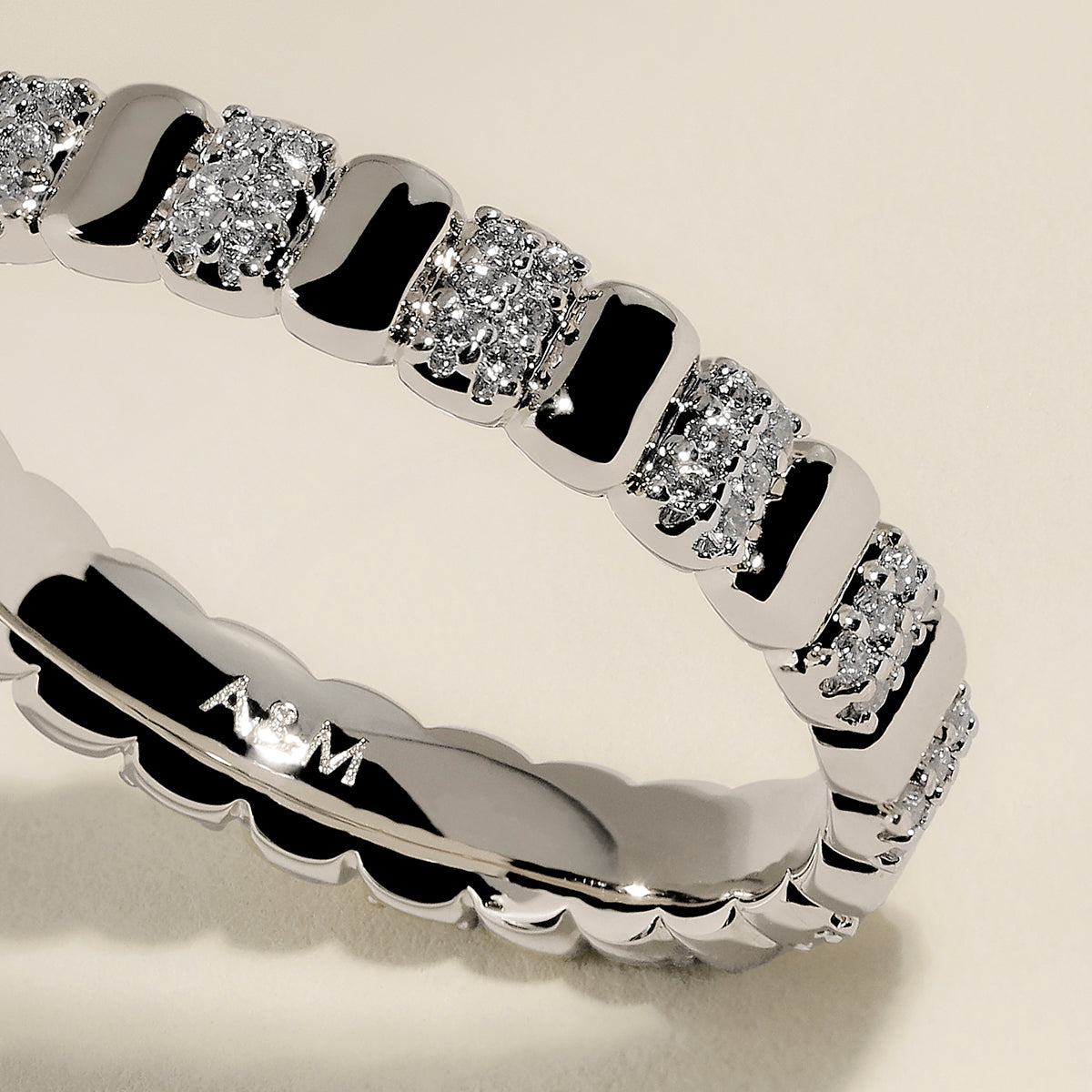 Crystal Ridged Ring in Silver-Astrid &amp; Miyu