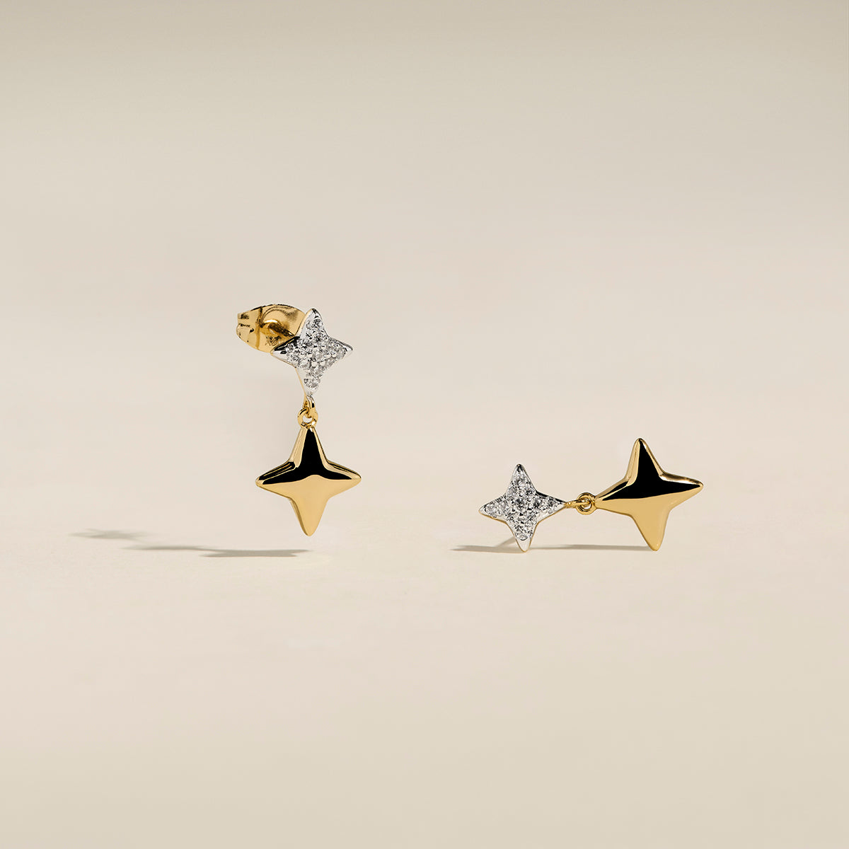 Pavé Cosmic Star Charm Studs in Gold