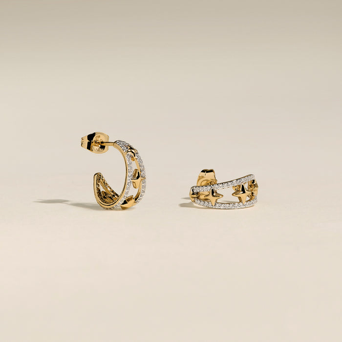 Illusion Crystal Cosmic Hoops in Gold