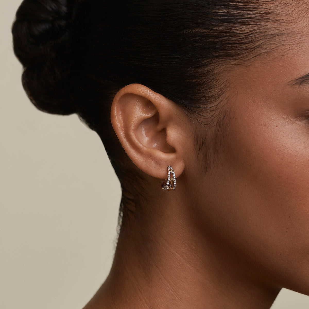 Illusion Crystal Cosmic Hoops in Gold
