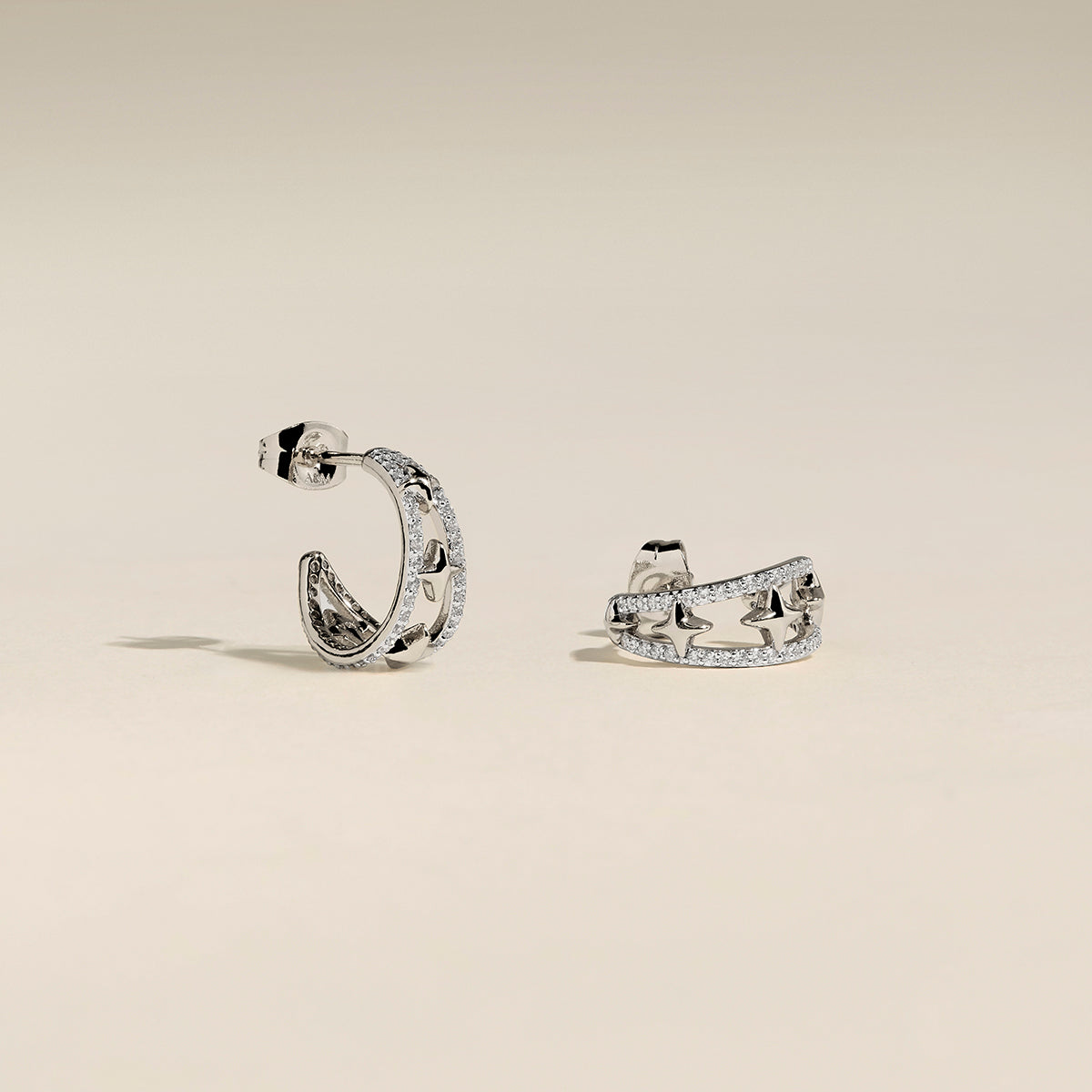 Illusion Crystal Cosmic Hoops in Silver