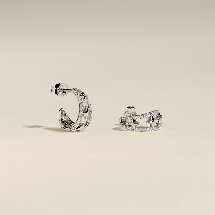 Illusion Crystal Cosmic Hoops in Silver