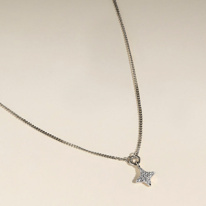 Pavé Cosmic Star Pendant Necklace in Silver