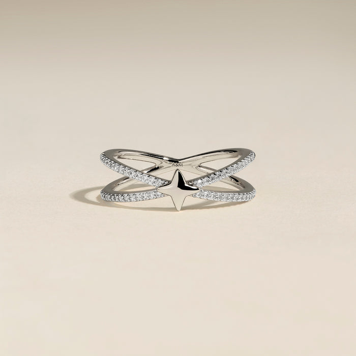 Illusion Crystal Cosmic Ring in Silver