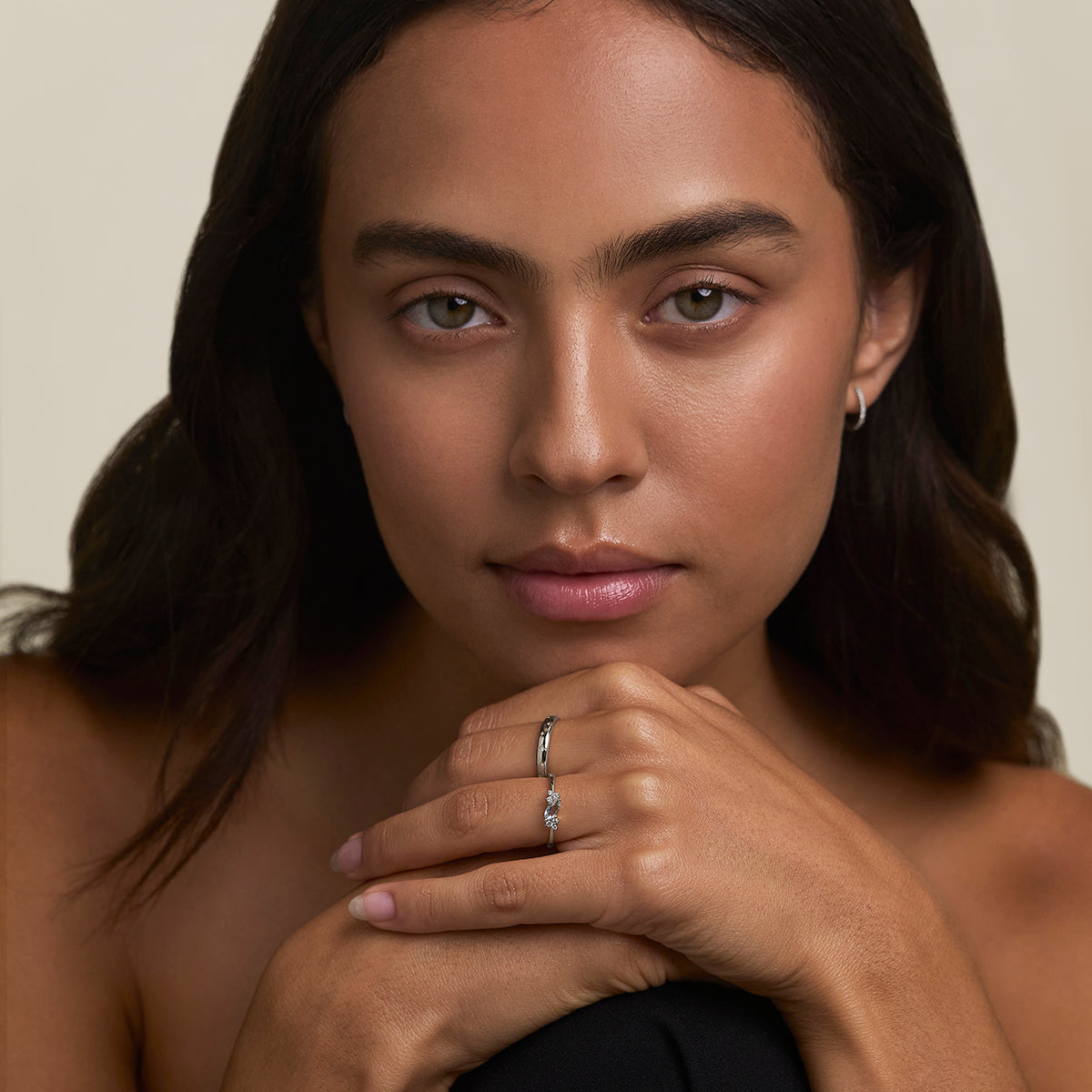 Aquamarine March Birthstone Milestone Ring in Solid White Gold-Astrid &amp; Miyu