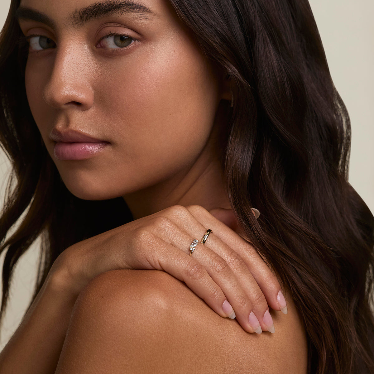 Diamond April Birthstone Milestone Ring in Solid Gold-Astrid &amp; Miyu
