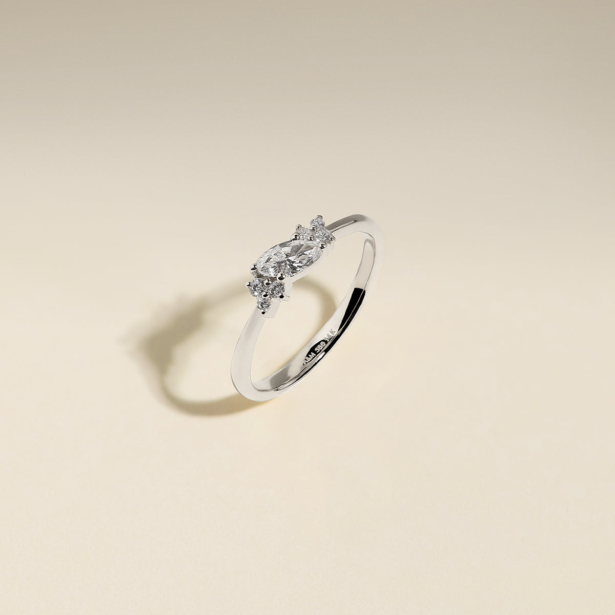 Diamond April Birthstone Milestone Ring in Solid White Gold-Astrid &amp; Miyu