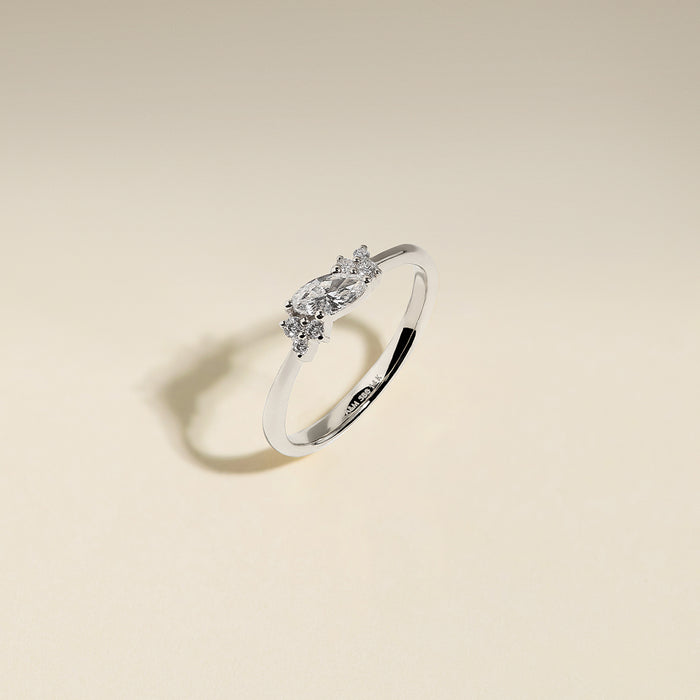Diamond April Birthstone Milestone Ring in Solid White Gold-Astrid &amp; Miyu