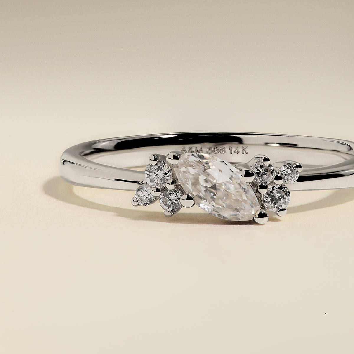 Diamond April Birthstone Milestone Ring in Solid White Gold-Astrid &amp; Miyu