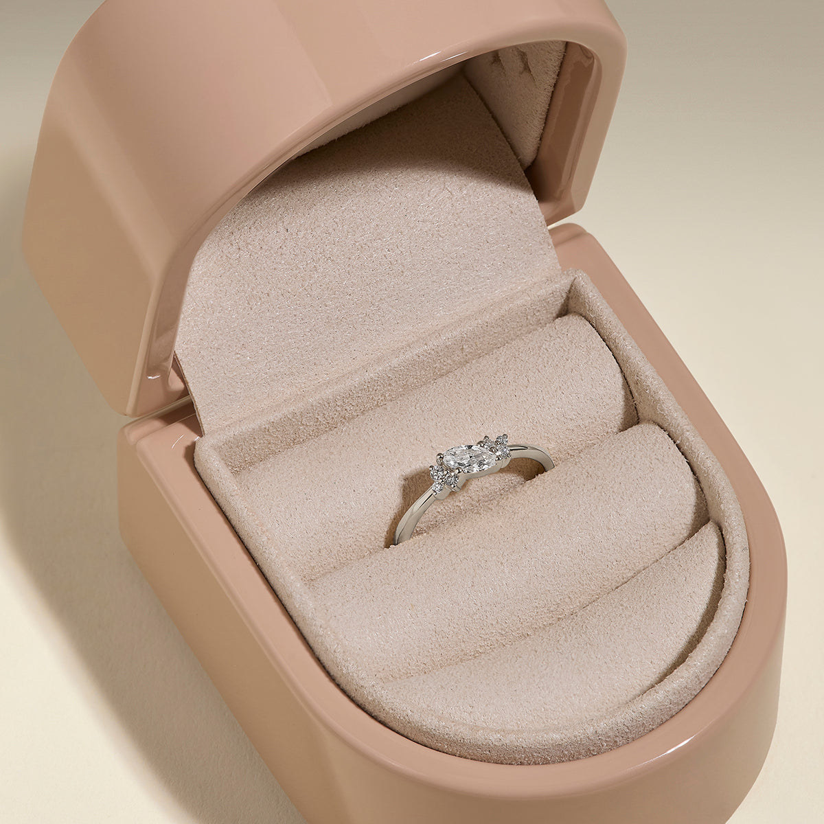 Diamond April Birthstone Milestone Ring in Solid White Gold-Astrid &amp; Miyu