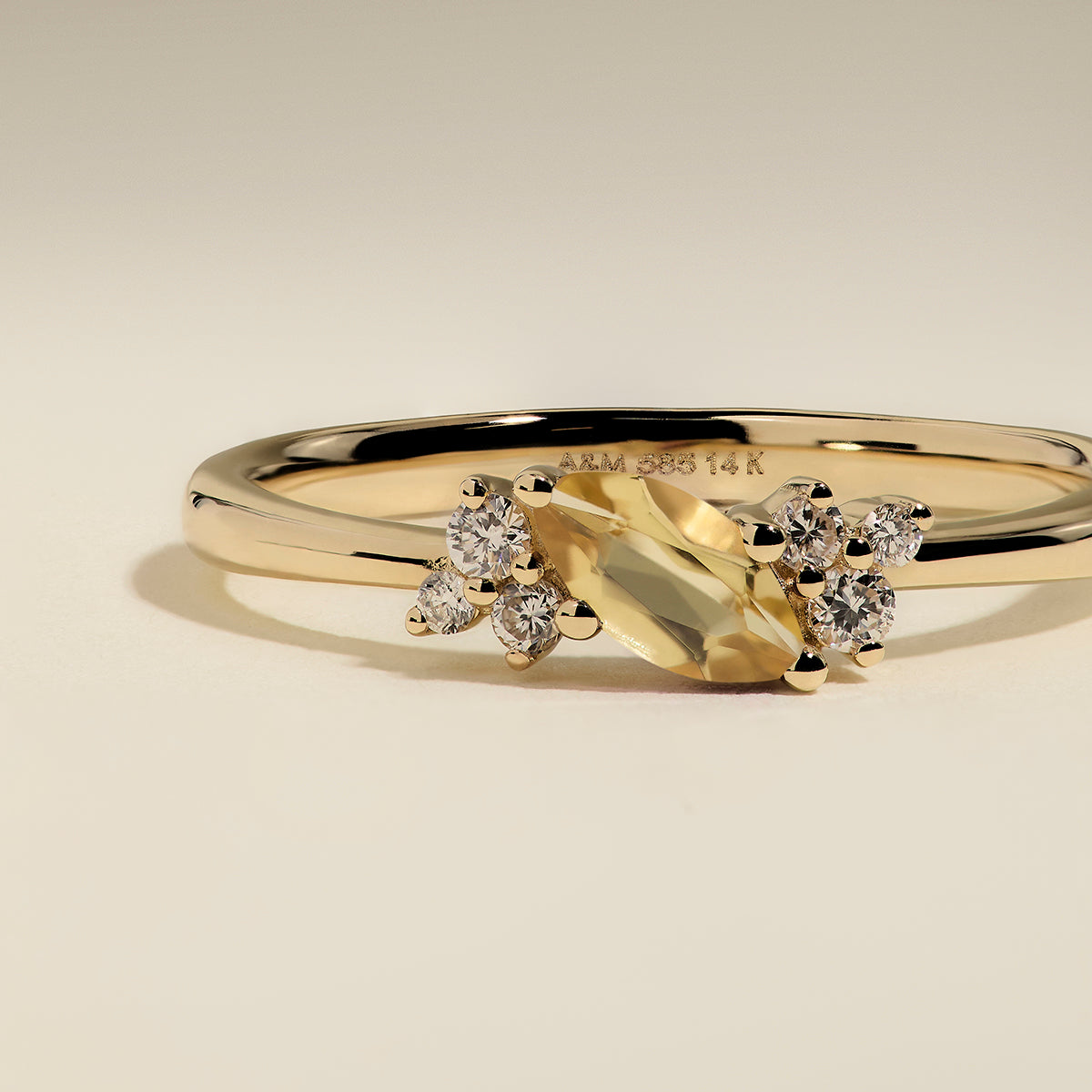Citrine November Birthstone Milestone Ring in Solid Gold-Astrid &amp; Miyu