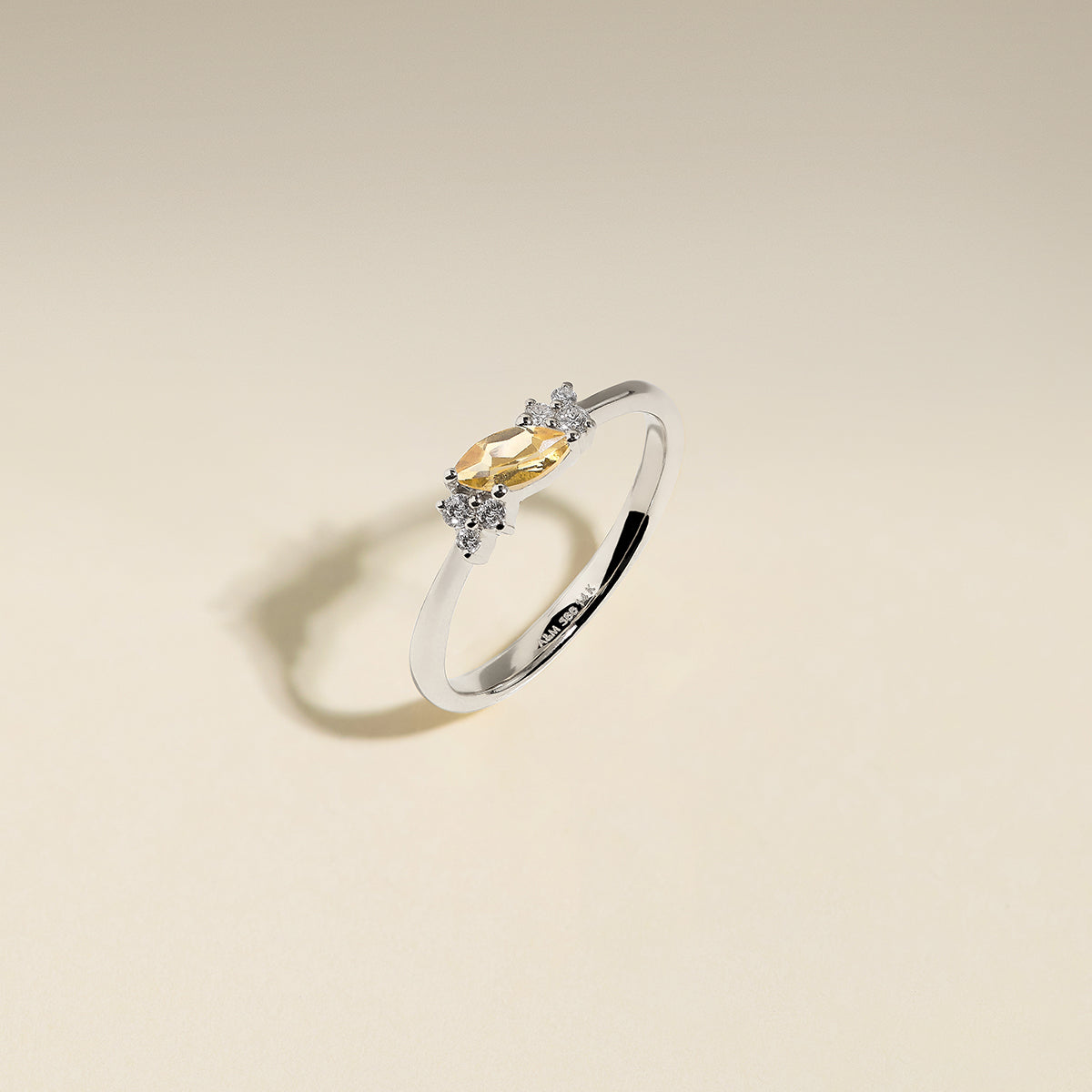 Citrine November Birthstone Milestone Ring in Solid White Gold-Astrid &amp; Miyu