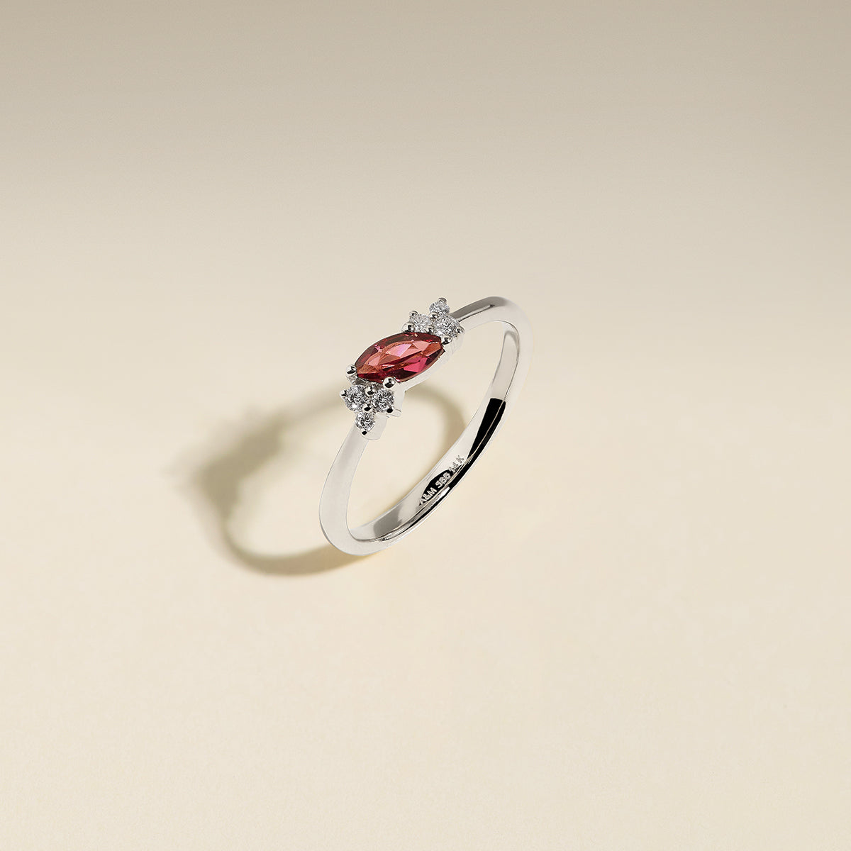Garnet January Birthstone Milestone Ring in Solid White Gold-Astrid &amp; Miyu