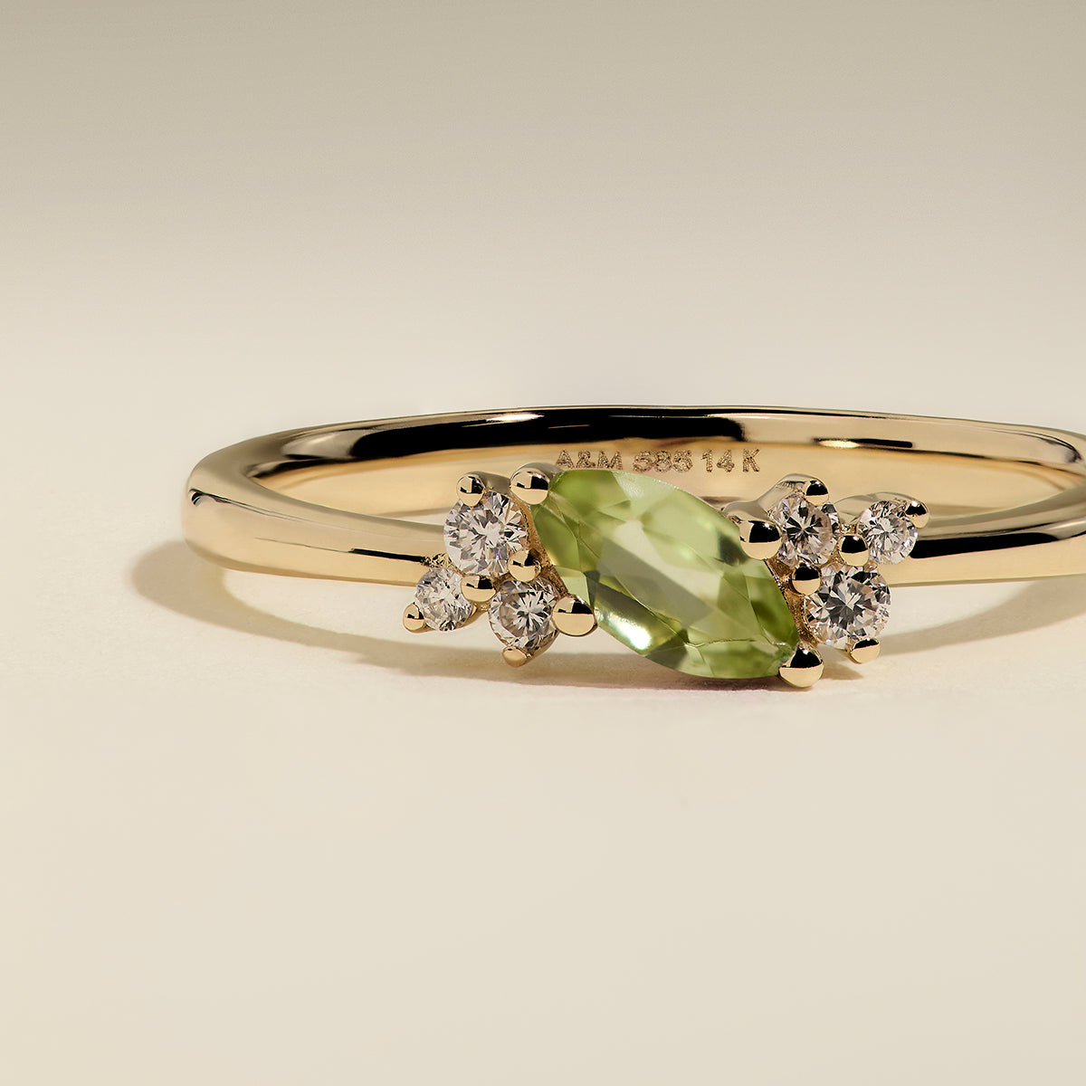 Peridot August Birthstone Milestone Ring in Solid Gold-Astrid &amp; Miyu