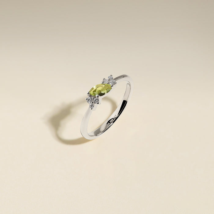 Peridot August Birthstone Milestone Ring in Solid White Gold-Astrid &amp; Miyu
