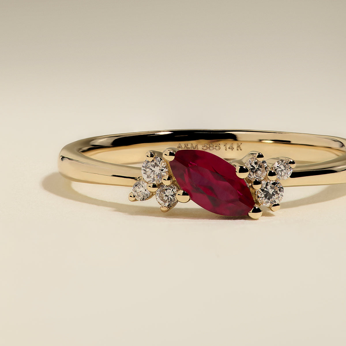 Ruby July Birthstone Milestone Ring in Solid Gold-Astrid &amp; Miyu