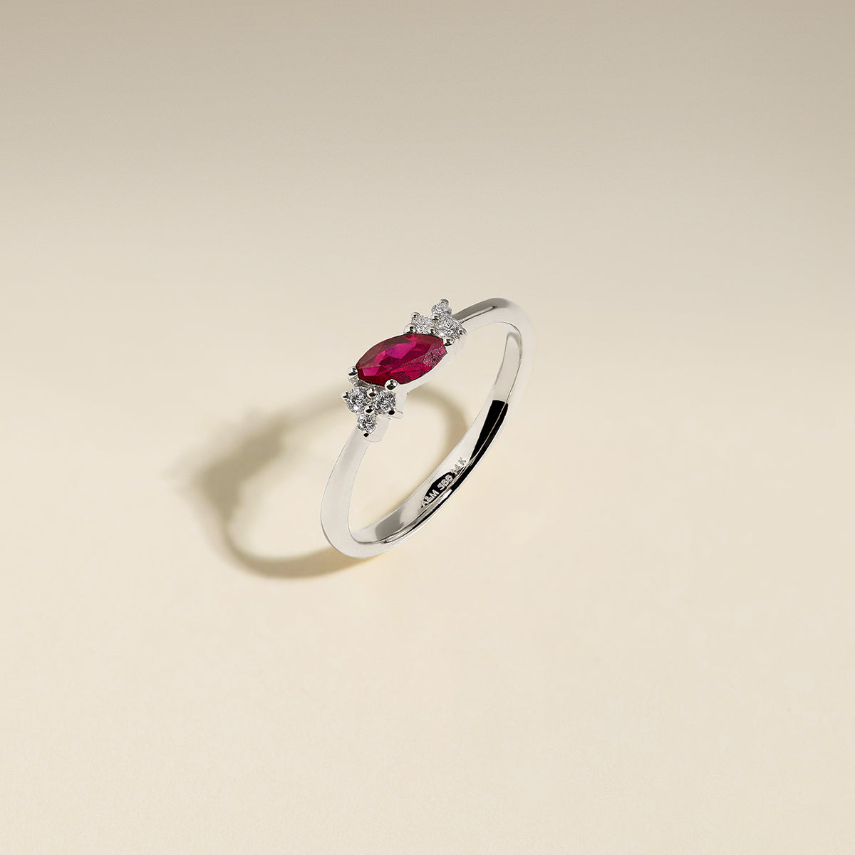 Ruby July Birthstone Milestone Ring in Solid White Gold-Astrid &amp; Miyu