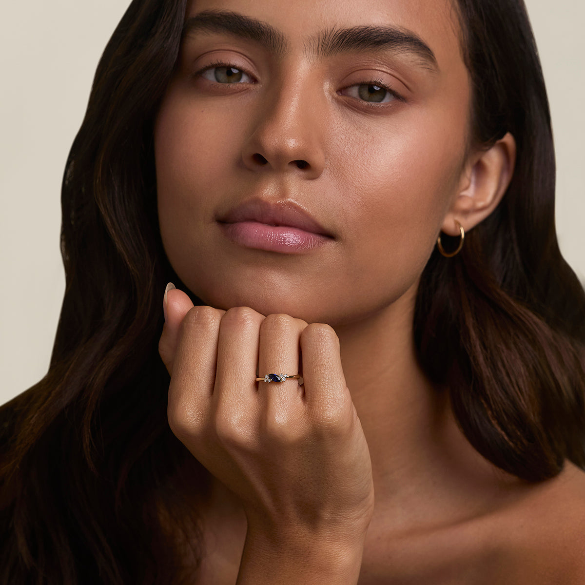 Sapphire September Birthstone Milestone Ring in Solid Gold-Astrid &amp; Miyu