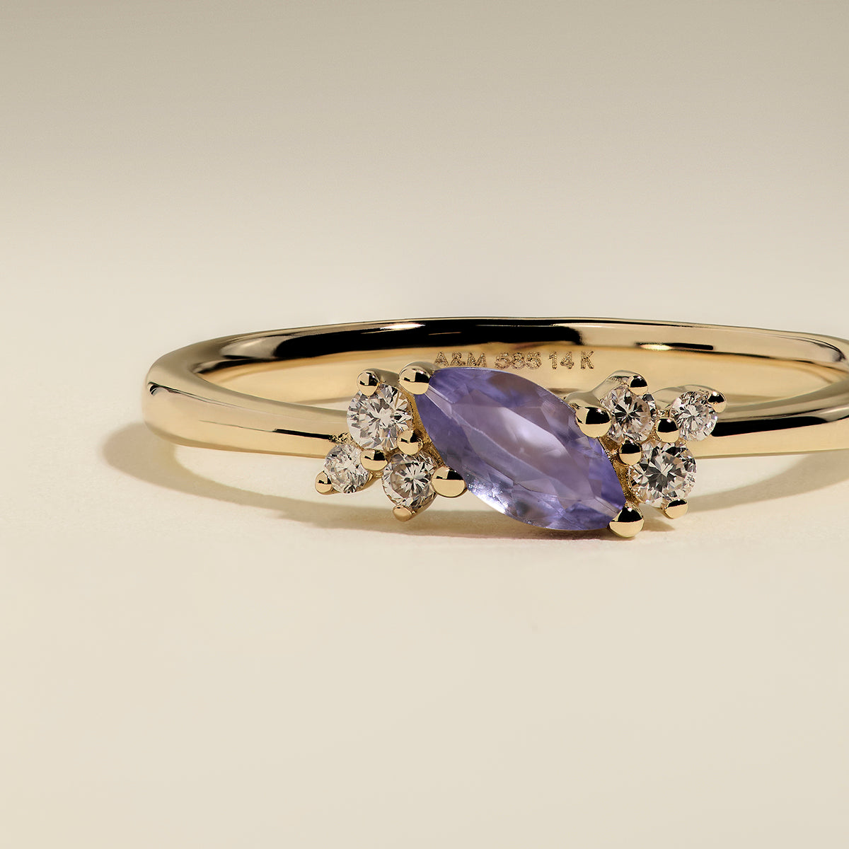 Tanzanite December Birthstone Milestone Ring in Solid Gold-Astrid &amp; Miyu