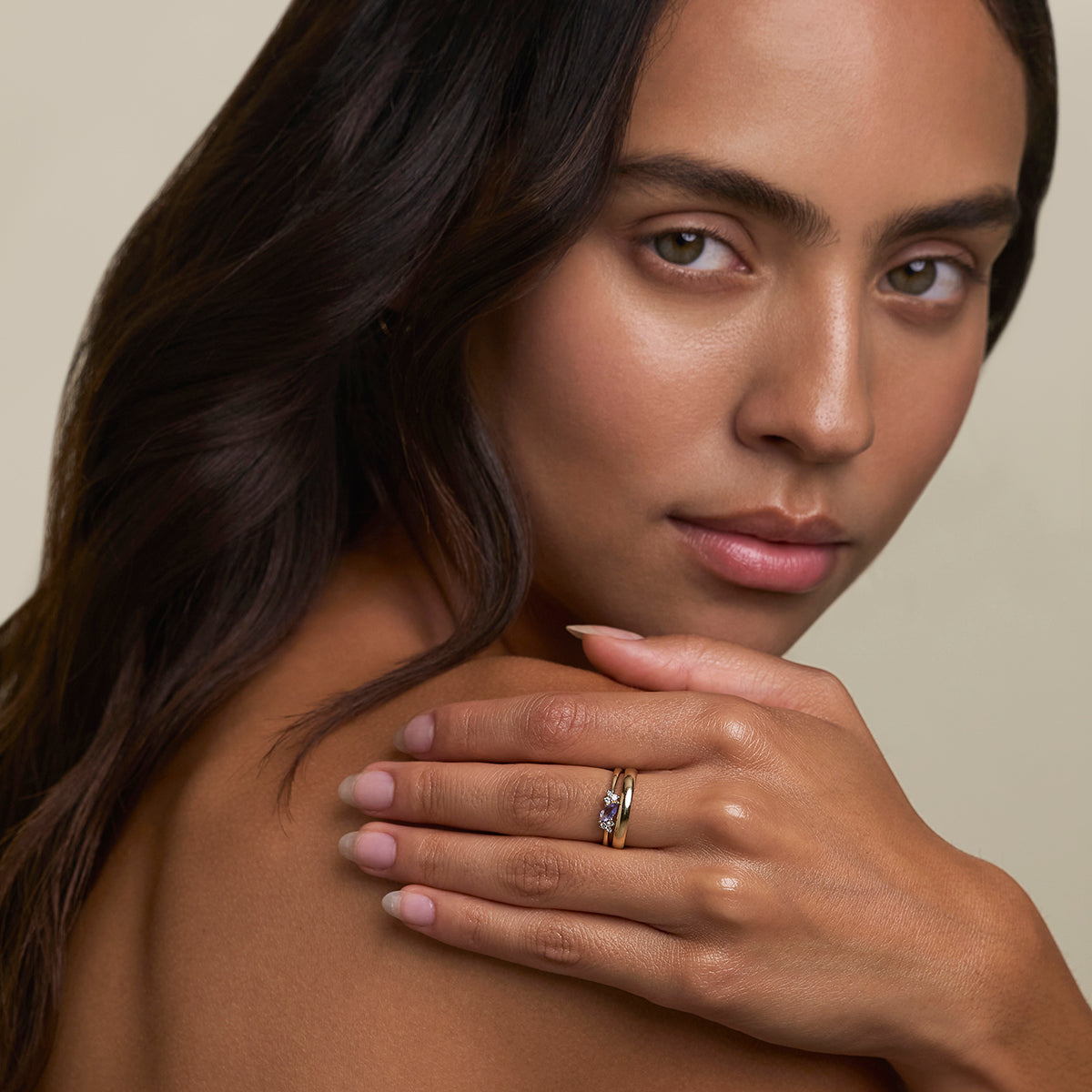 Tanzanite December Birthstone Milestone Ring in Solid Gold-Astrid &amp; Miyu