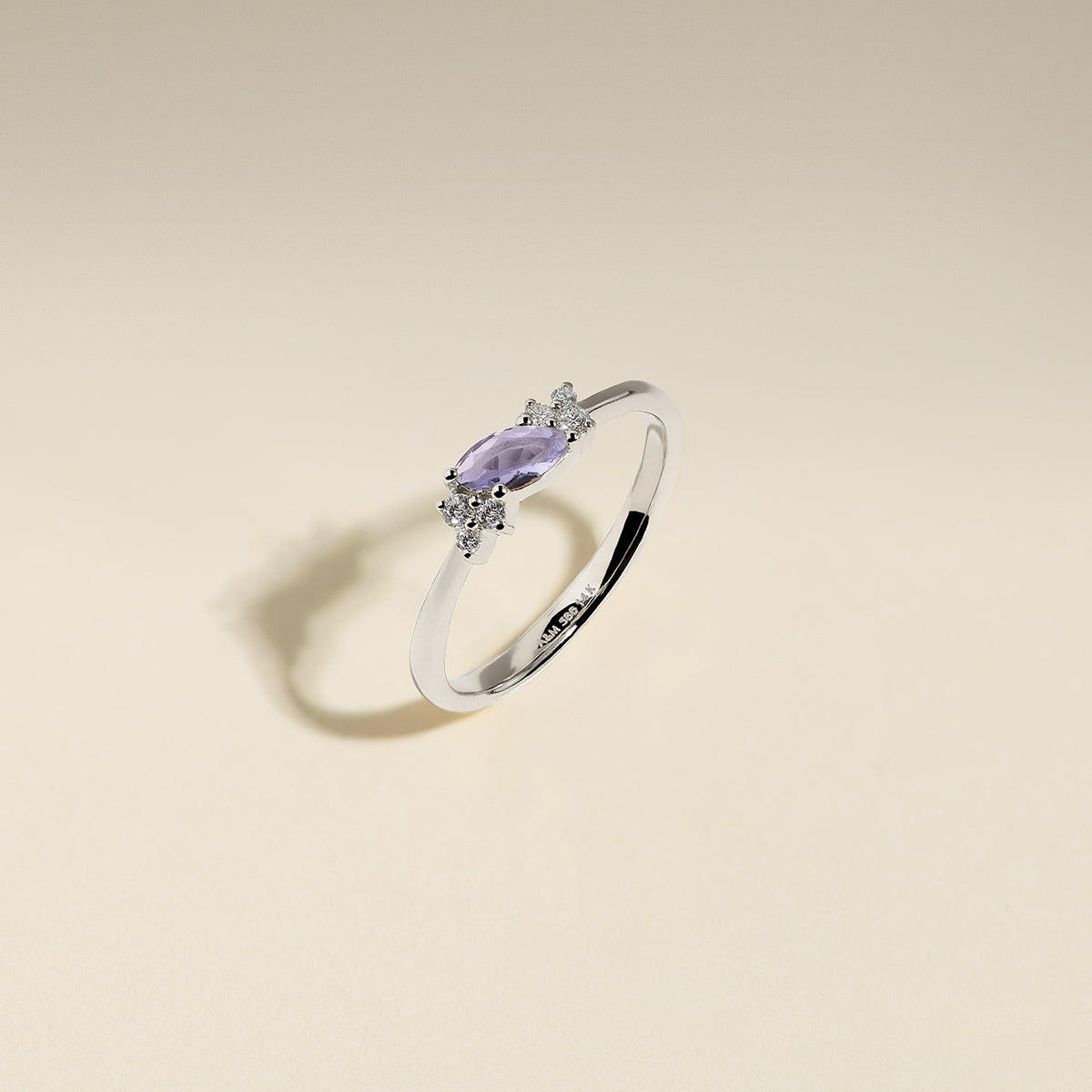 Tanzanite December Birthstone Milestone Ring in Solid White Gold-Astrid &amp; Miyu