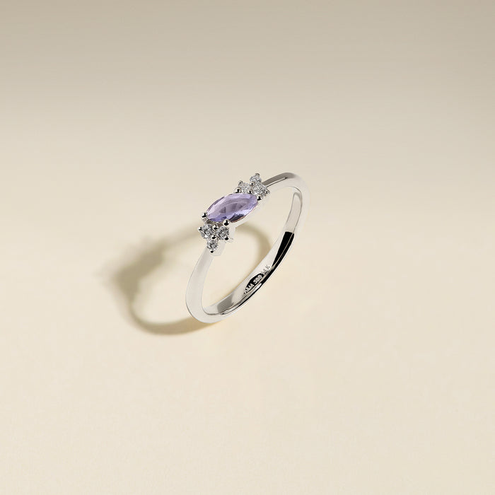 Tanzanite December Birthstone Milestone Ring in Solid White Gold-Astrid &amp; Miyu