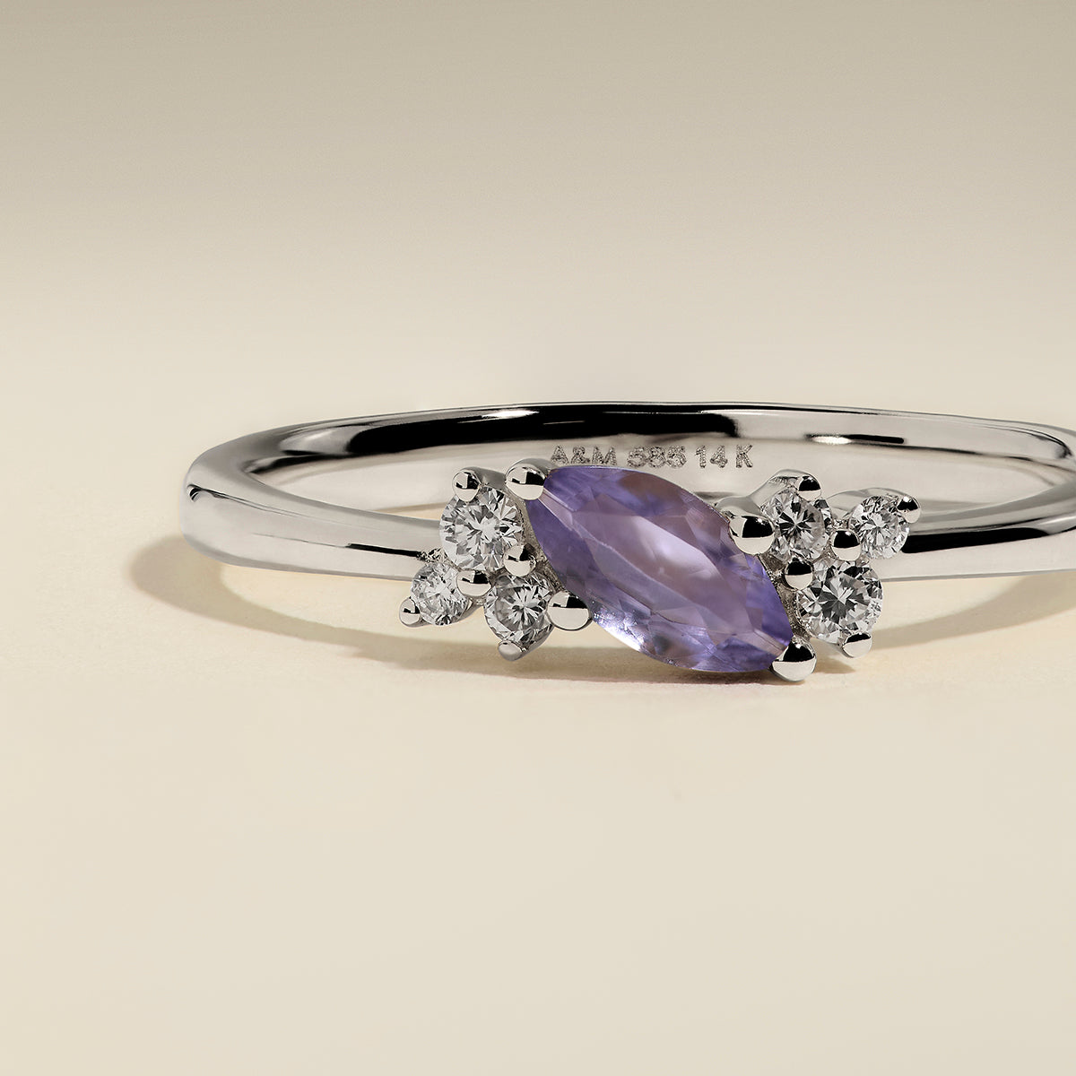 Tanzanite December Birthstone Milestone Ring in Solid White Gold-Astrid &amp; Miyu