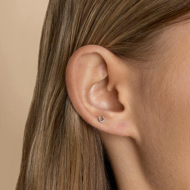 Horseshoe Piercing Stud in Solid White Gold-Astrid &amp; Miyu