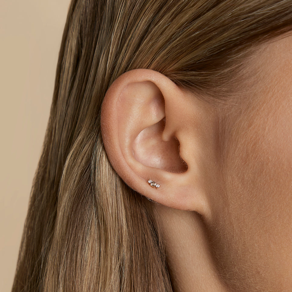 Smokey Quartz Cluster Piercing Stud in Solid White Gold-Astrid &amp; Miyu